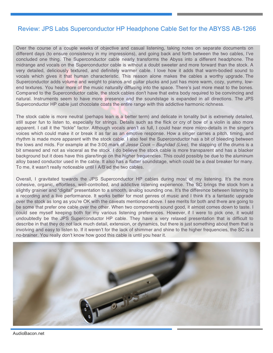 Superconductor HP upgrade cables for ABYSS AB1266